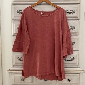 Vici Rust Patchwork Slub Cotton Top